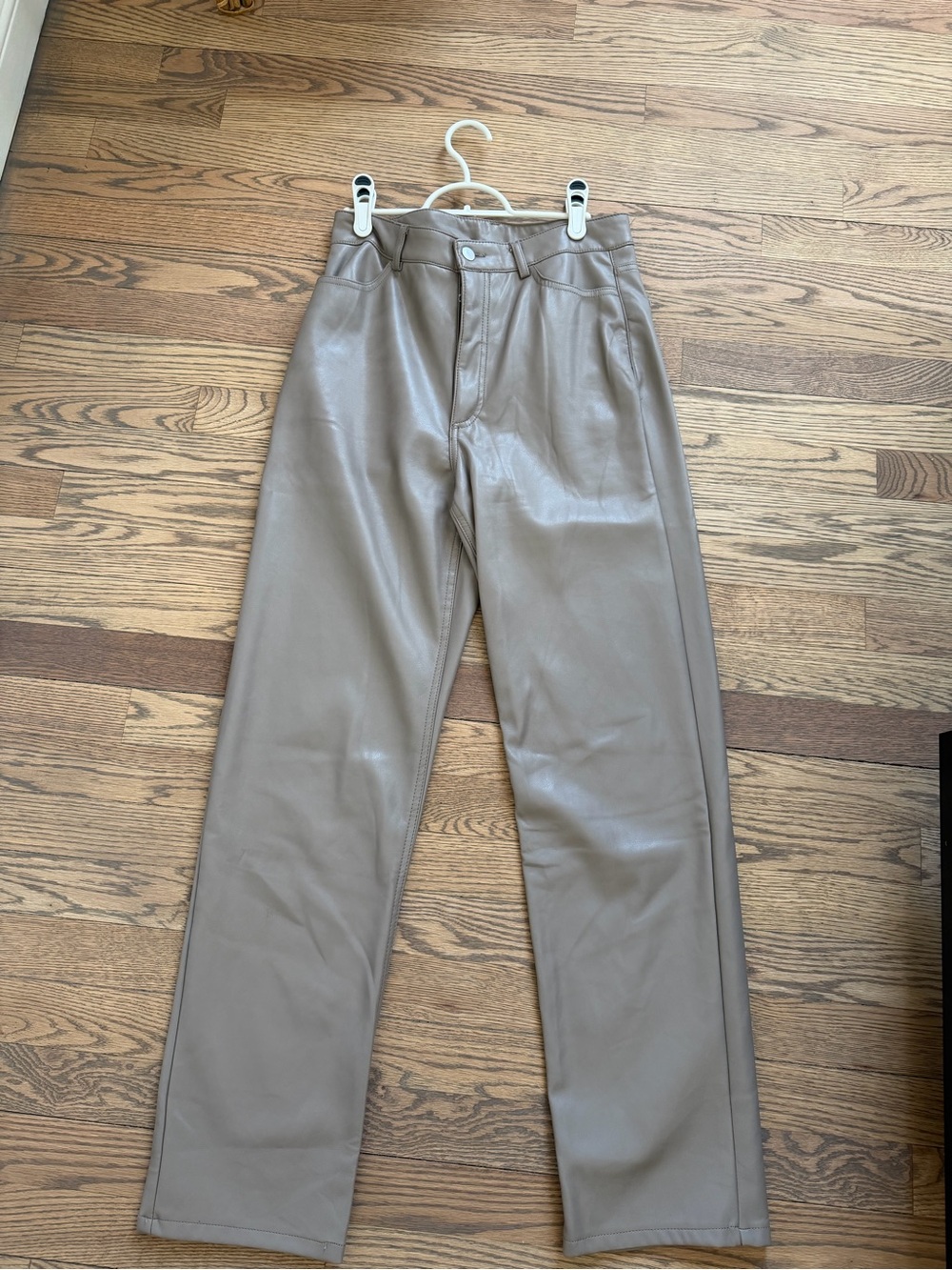 Dynamite Taupe Faux Leather Straight-Leg Pants